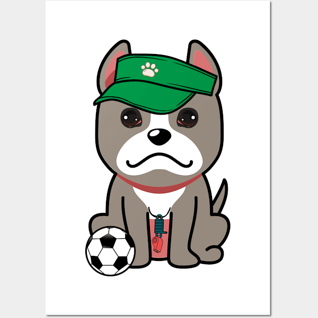 Funny grey dog is a soccer coach Wall Art by Pet Station